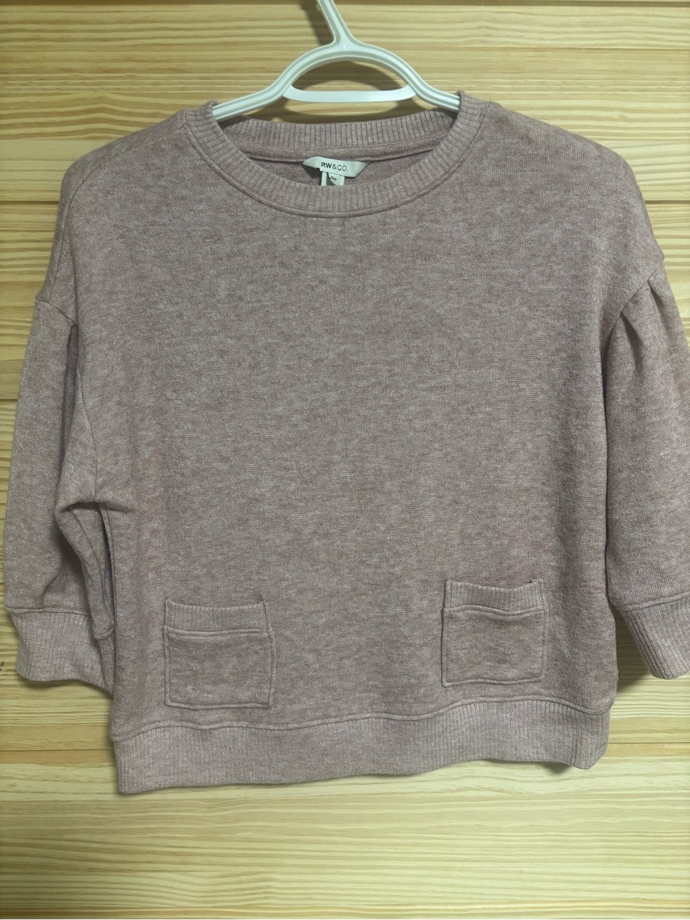 RW&CO. Dusty Rose Crewneck Pocket Sweater